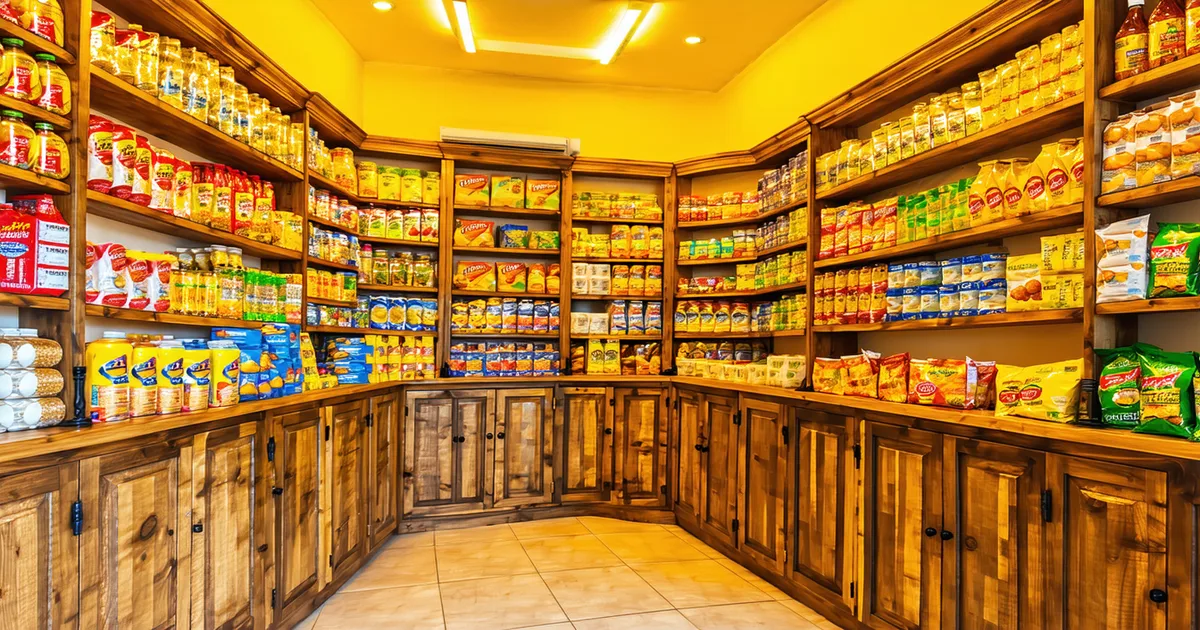 Traditional trade baqala corner store in MENA with FMCG products on shelves